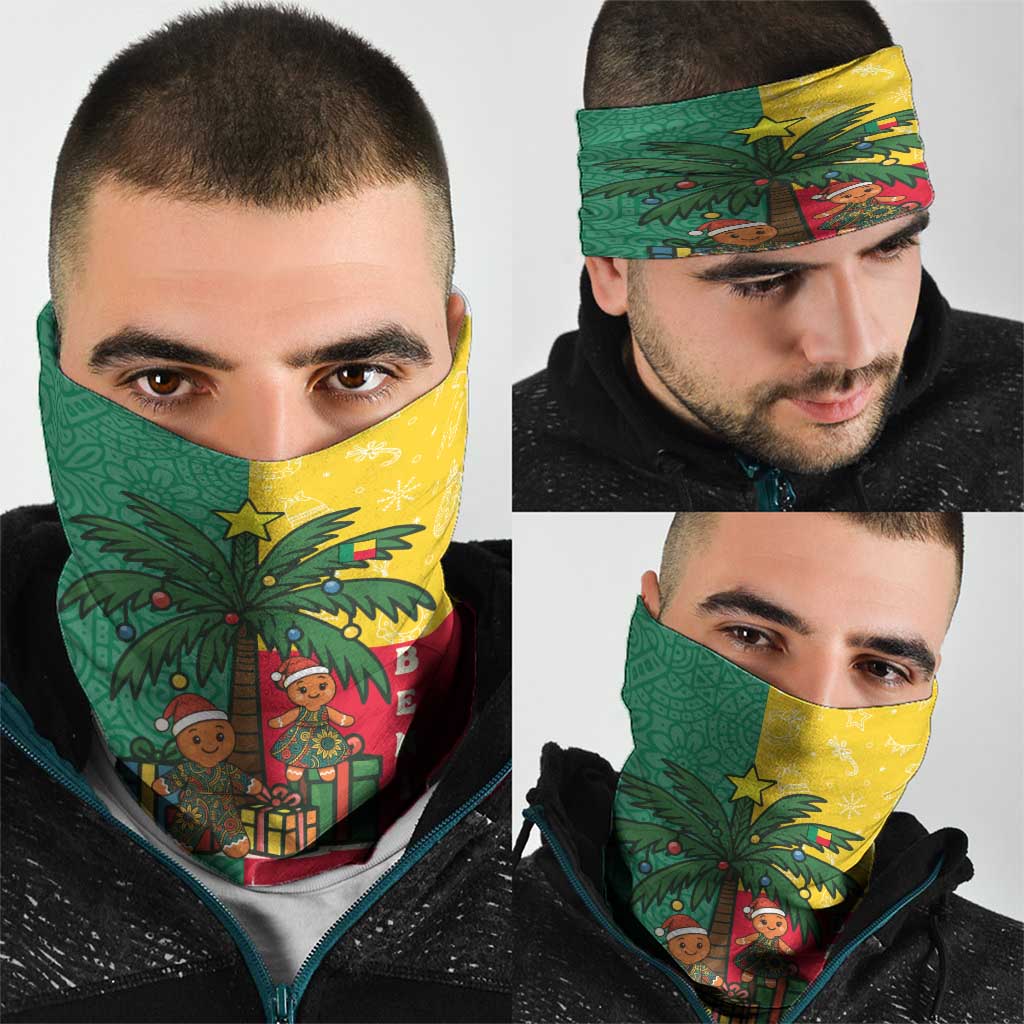 Benin Christmas Neck Gaiter with Palm Tree Dolls and Red Yellow Green Festive - Wonder Print Shop