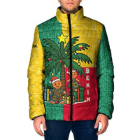 Benin Christmas Padded Jacket with Palm Tree Dolls and Red Yellow Green Festive - Wonder Print Shop