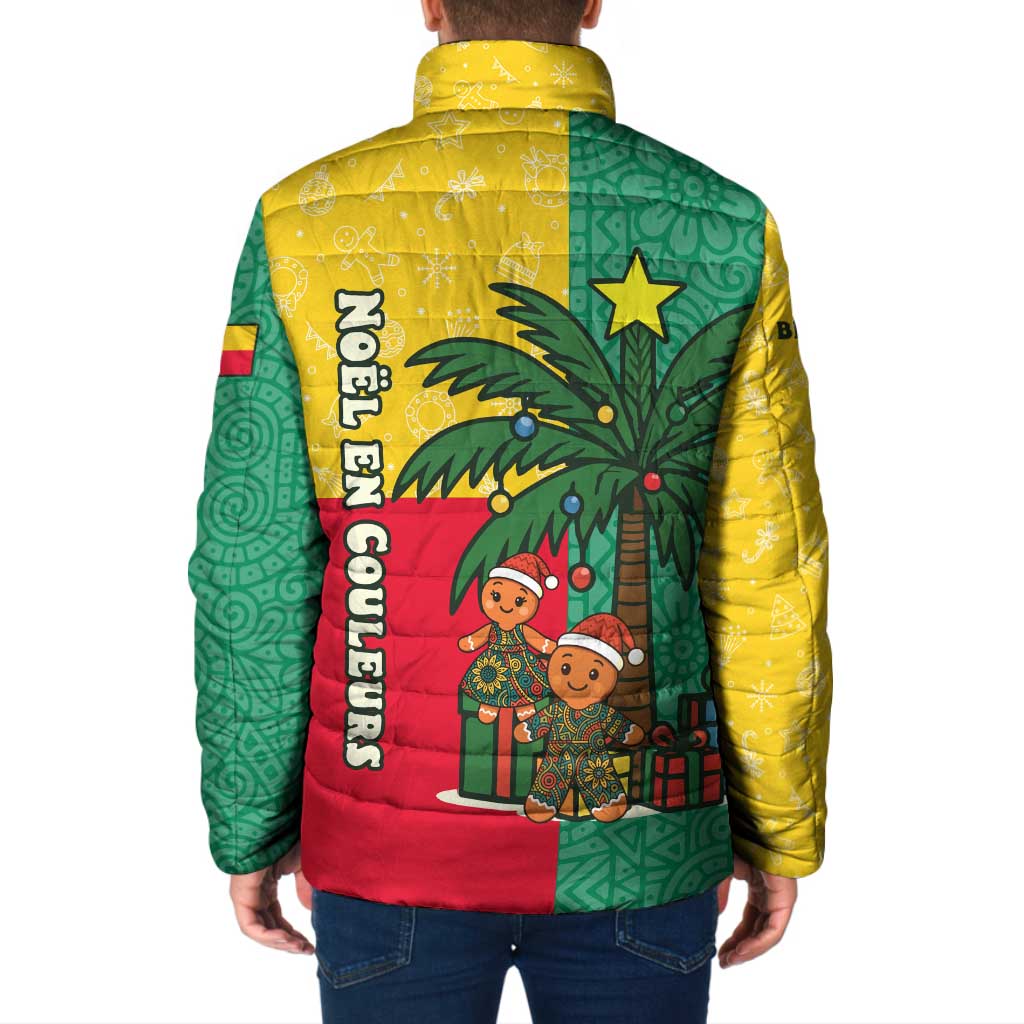 Benin Christmas Padded Jacket with Palm Tree Dolls and Red Yellow Green Festive - Wonder Print Shop