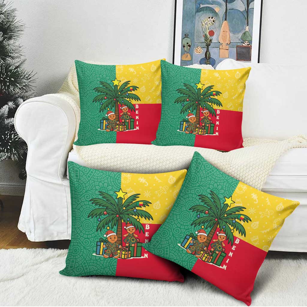 Benin Christmas Pillow Cover with Palm Tree Dolls and Red Yellow Green Festive - Wonder Print Shop