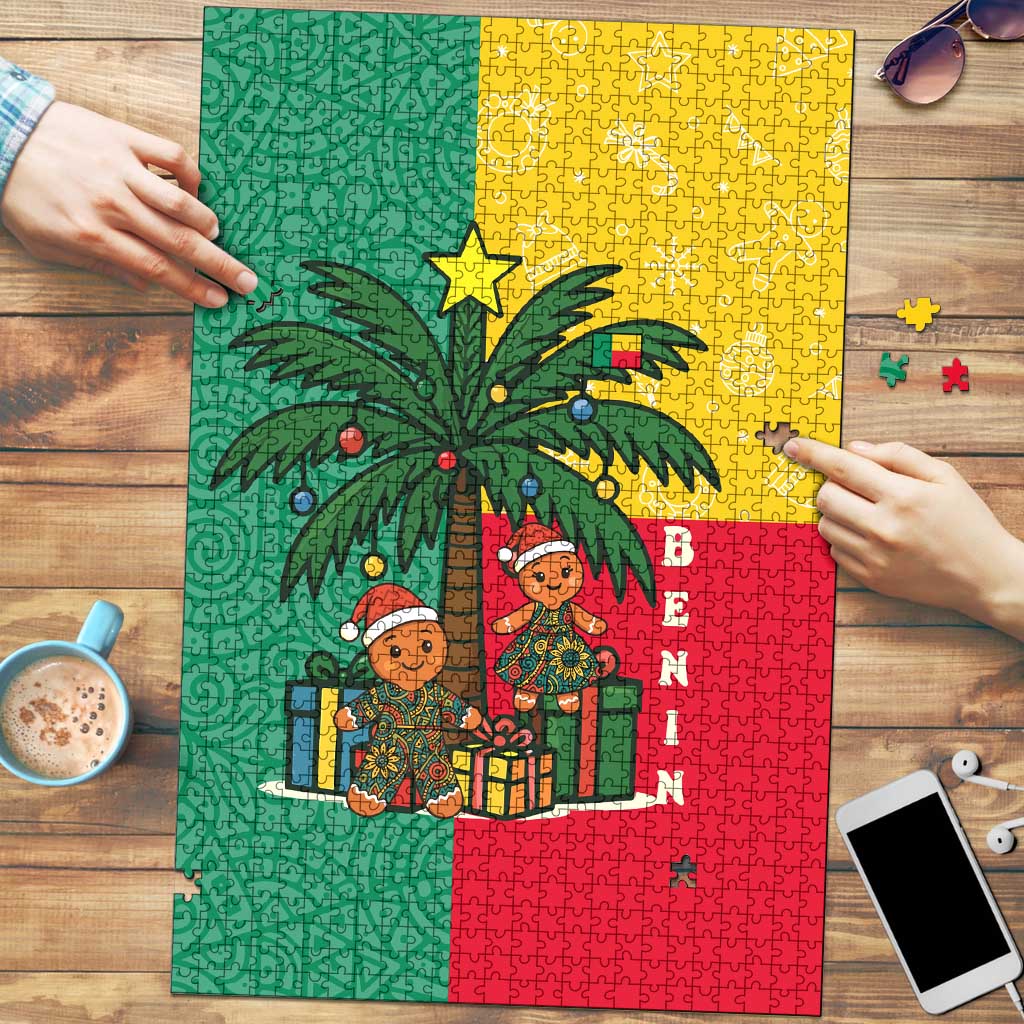 Benin Christmas Puzzle with Palm Tree Dolls and Red Yellow Green Festive - Wonder Print Shop
