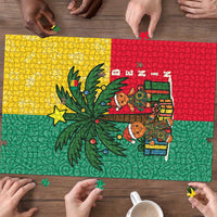 Benin Christmas Puzzle with Palm Tree Dolls and Red Yellow Green Festive - Wonder Print Shop