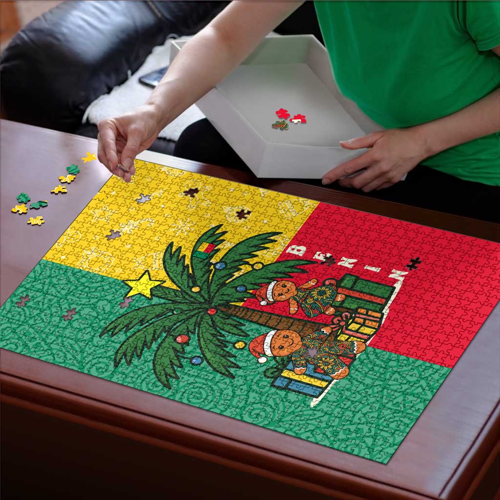 Benin Christmas Puzzle with Palm Tree Dolls and Red Yellow Green Festive - Wonder Print Shop