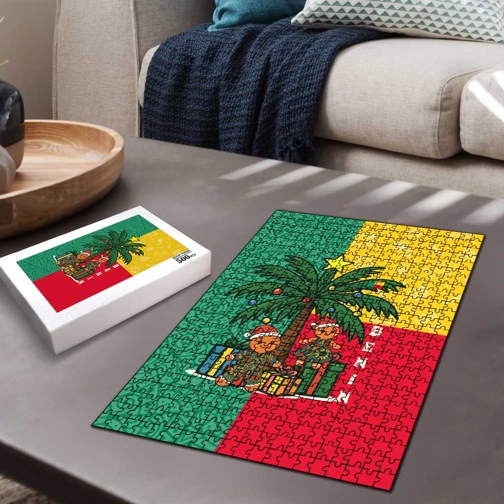 Benin Christmas Puzzle with Palm Tree Dolls and Red Yellow Green Festive - Wonder Print Shop