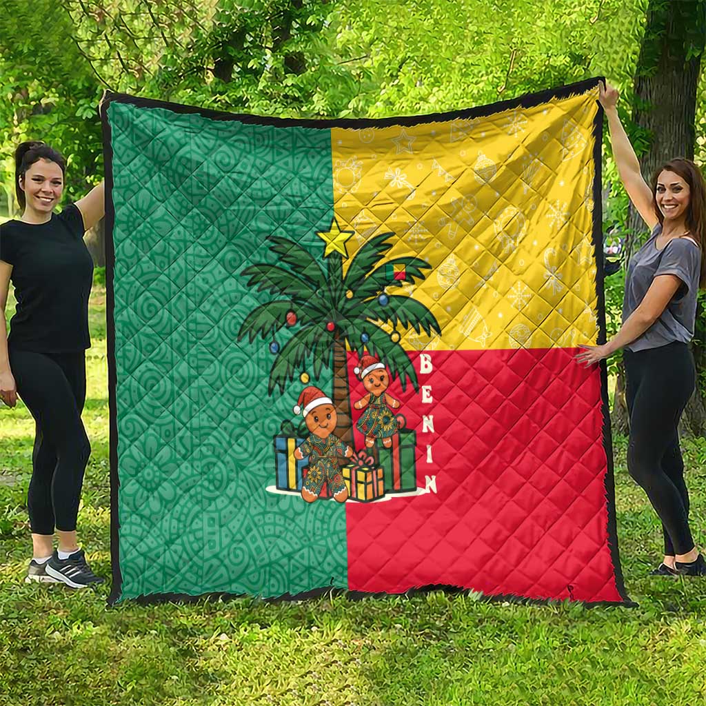 Benin Christmas Quilt with Palm Tree Dolls and Red Yellow Green Festive - Wonder Print Shop