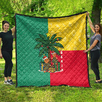 Benin Christmas Quilt with Palm Tree Dolls and Red Yellow Green Festive - Wonder Print Shop