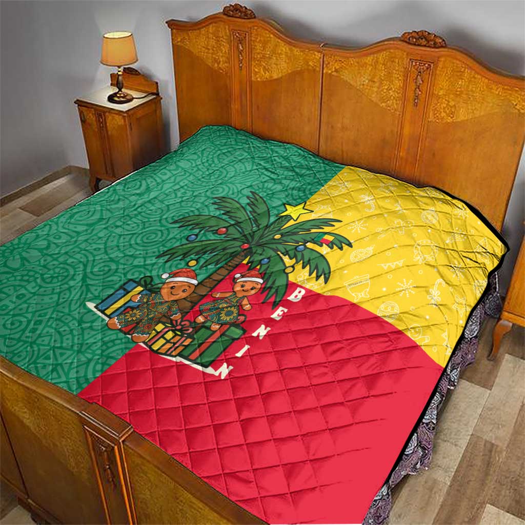 Benin Christmas Quilt with Palm Tree Dolls and Red Yellow Green Festive - Wonder Print Shop