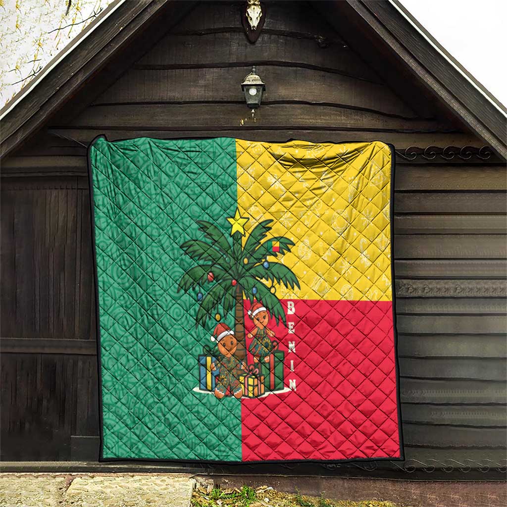 Benin Christmas Quilt with Palm Tree Dolls and Red Yellow Green Festive - Wonder Print Shop
