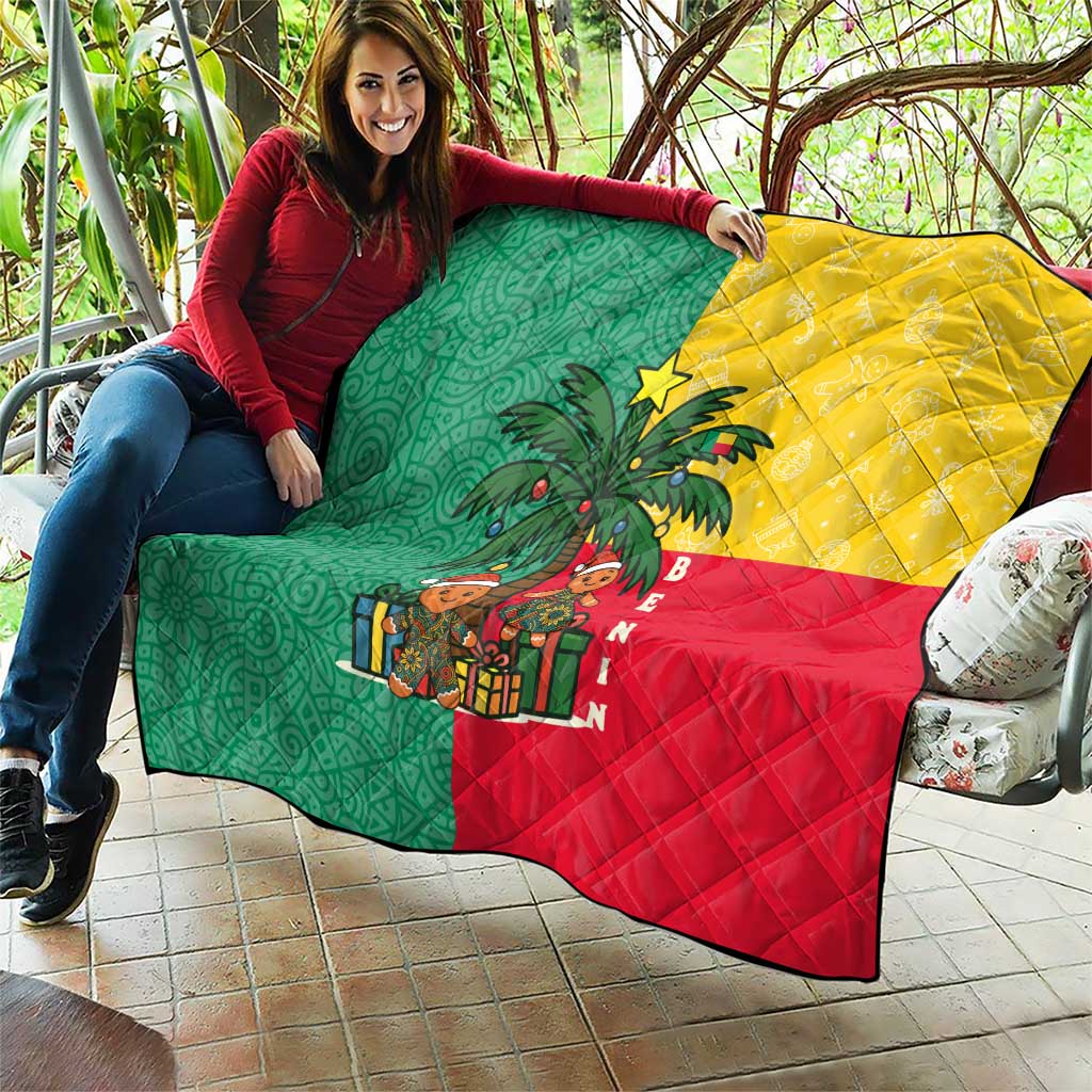 Benin Christmas Quilt with Palm Tree Dolls and Red Yellow Green Festive - Wonder Print Shop