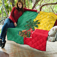 Benin Christmas Quilt with Palm Tree Dolls and Red Yellow Green Festive - Wonder Print Shop