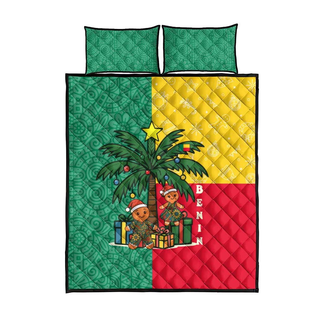 Benin Christmas Quilt Bed Set with Palm Tree Dolls and Red Yellow Green Festive - Wonder Print Shop