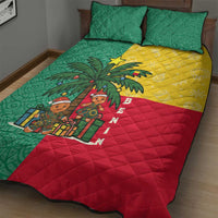 Benin Christmas Quilt Bed Set with Palm Tree Dolls and Red Yellow Green Festive - Wonder Print Shop