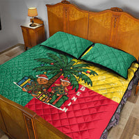 Benin Christmas Quilt Bed Set with Palm Tree Dolls and Red Yellow Green Festive - Wonder Print Shop