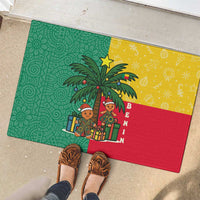 Benin Christmas Rubber Doormat with Palm Tree Dolls and Red Yellow Green Festive - Wonder Print Shop