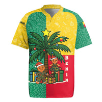 Benin Christmas Rugby Jersey with Palm Tree Dolls and Red Yellow Green Festive - Wonder Print Shop