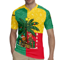 Benin Christmas Rugby Jersey with Palm Tree Dolls and Red Yellow Green Festive - Wonder Print Shop