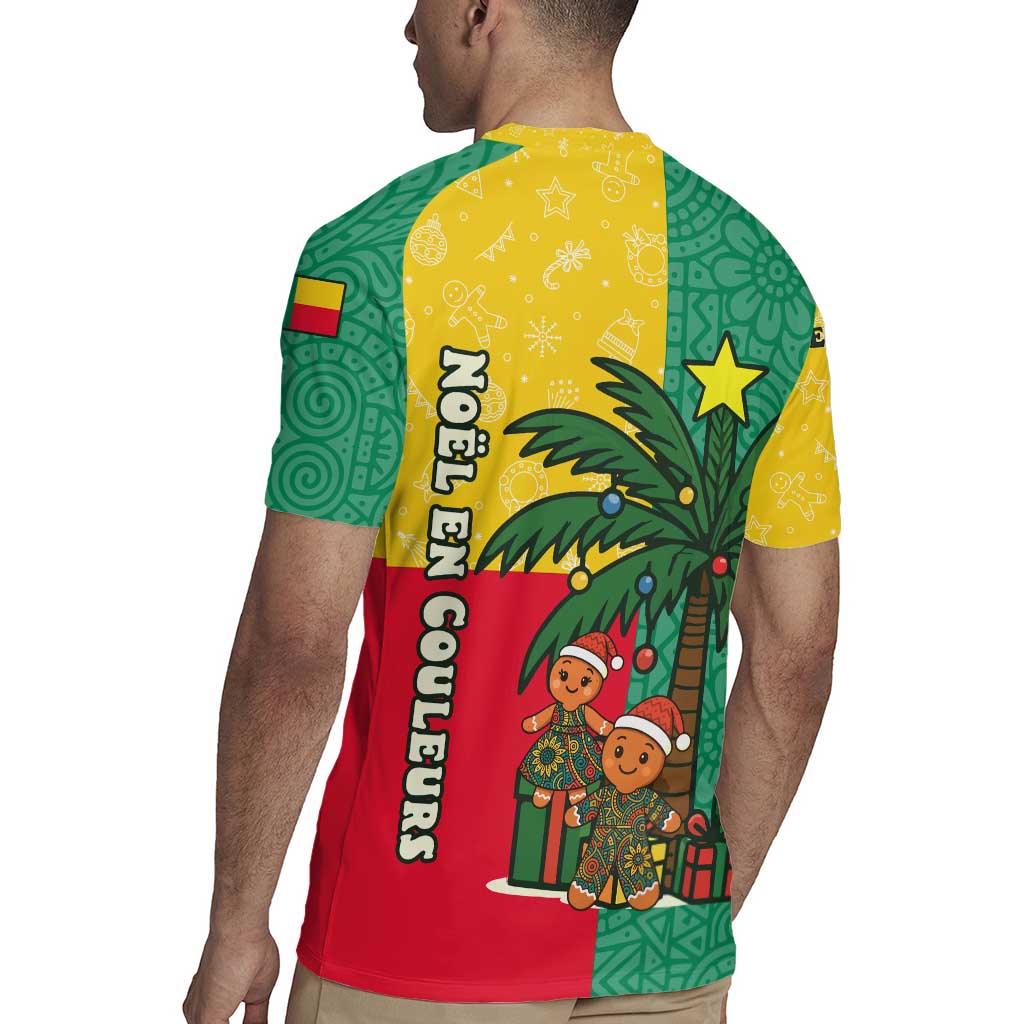 Benin Christmas Rugby Jersey with Palm Tree Dolls and Red Yellow Green Festive - Wonder Print Shop