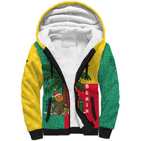 Benin Christmas Sherpa Hoodie with Palm Tree Dolls and Red Yellow Green Festive - Wonder Print Shop