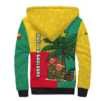 Benin Christmas Sherpa Hoodie with Palm Tree Dolls and Red Yellow Green Festive - Wonder Print Shop
