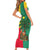Benin Christmas Short Sleeve Bodycon Dress with Palm Tree Dolls and Red Yellow Green Festive - Wonder Print Shop