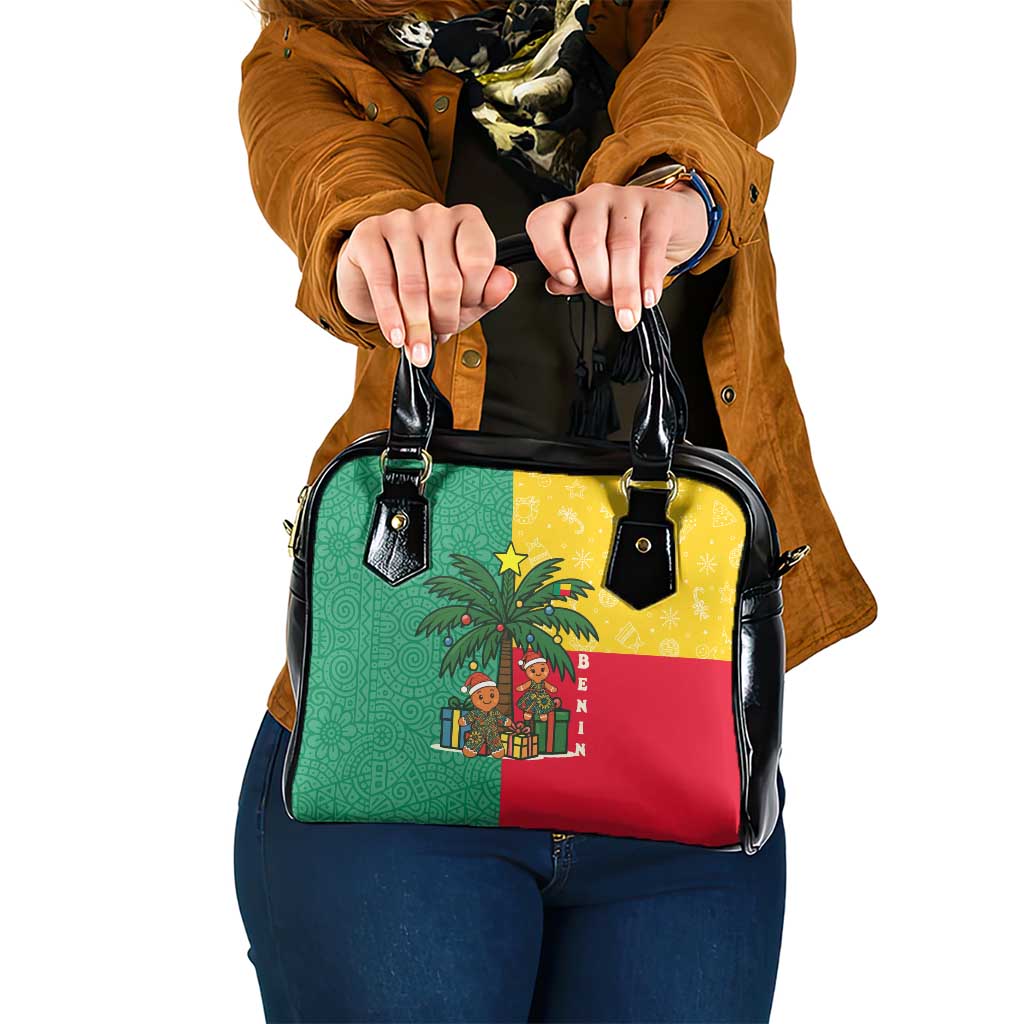 Benin Christmas Shoulder Handbag with Palm Tree Dolls and Red Yellow Green Festive - Wonder Print Shop
