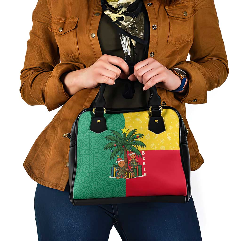 Benin Christmas Shoulder Handbag with Palm Tree Dolls and Red Yellow Green Festive - Wonder Print Shop