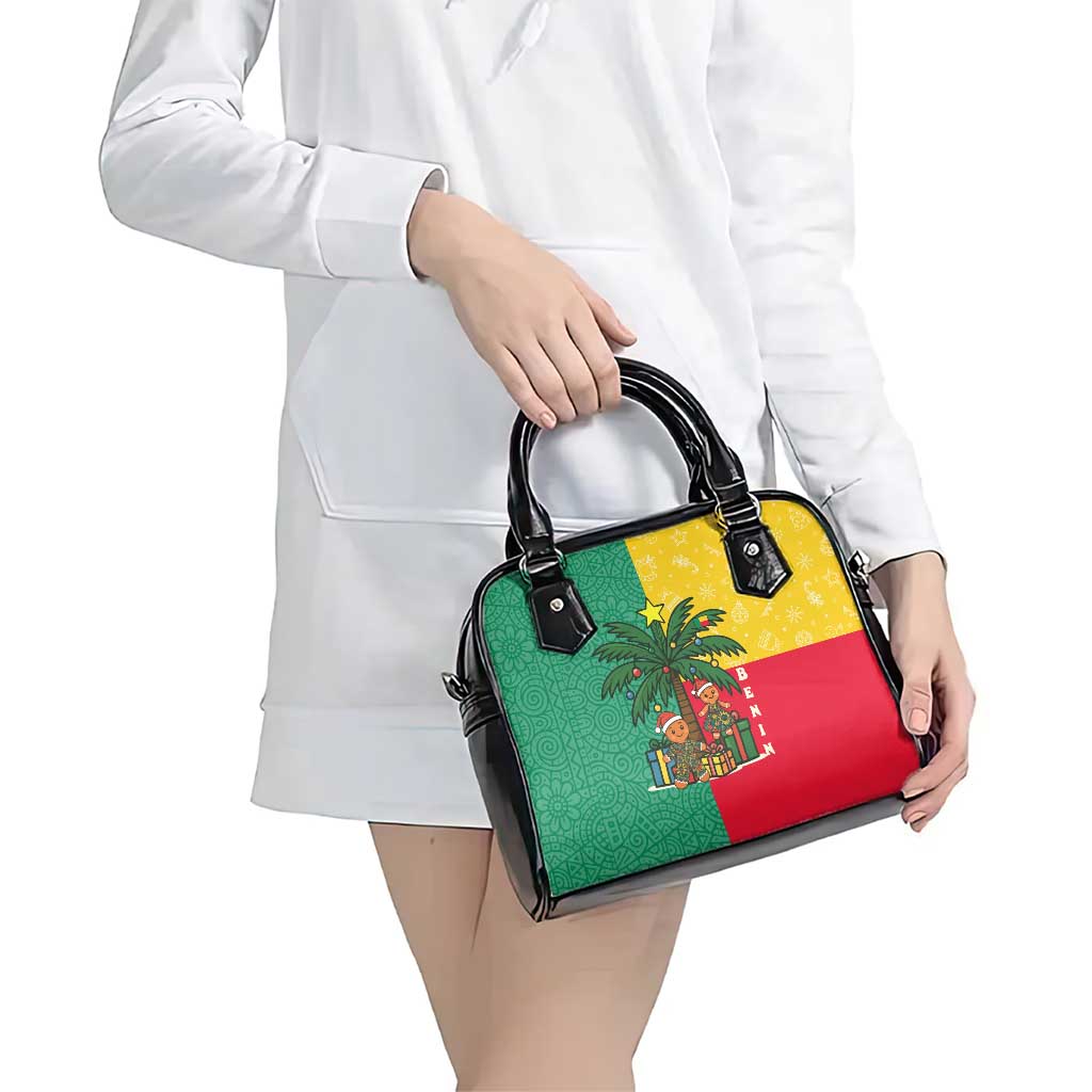 Benin Christmas Shoulder Handbag with Palm Tree Dolls and Red Yellow Green Festive - Wonder Print Shop