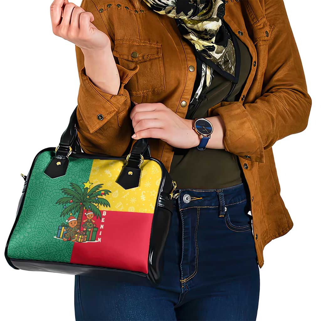 Benin Christmas Shoulder Handbag with Palm Tree Dolls and Red Yellow Green Festive - Wonder Print Shop