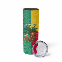 Benin Christmas Skinny Tumbler with Palm Tree Dolls and Red Yellow Green Festive - Wonder Print Shop
