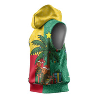 Benin Christmas Sleeveless Hoodie with Palm Tree Dolls and Red Yellow Green Festive - Wonder Print Shop