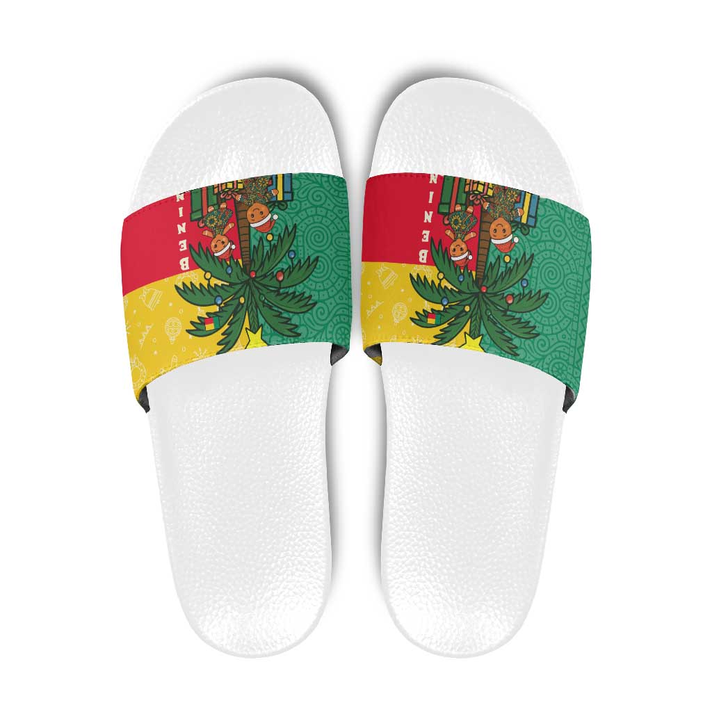 Benin Christmas Slide Sandals with Palm Tree Dolls and Red Yellow Green Festive - Wonder Print Shop