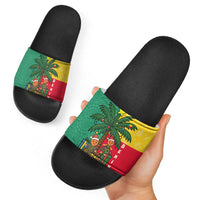 Benin Christmas Slide Sandals with Palm Tree Dolls and Red Yellow Green Festive - Wonder Print Shop