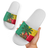 Benin Christmas Slide Sandals with Palm Tree Dolls and Red Yellow Green Festive - Wonder Print Shop