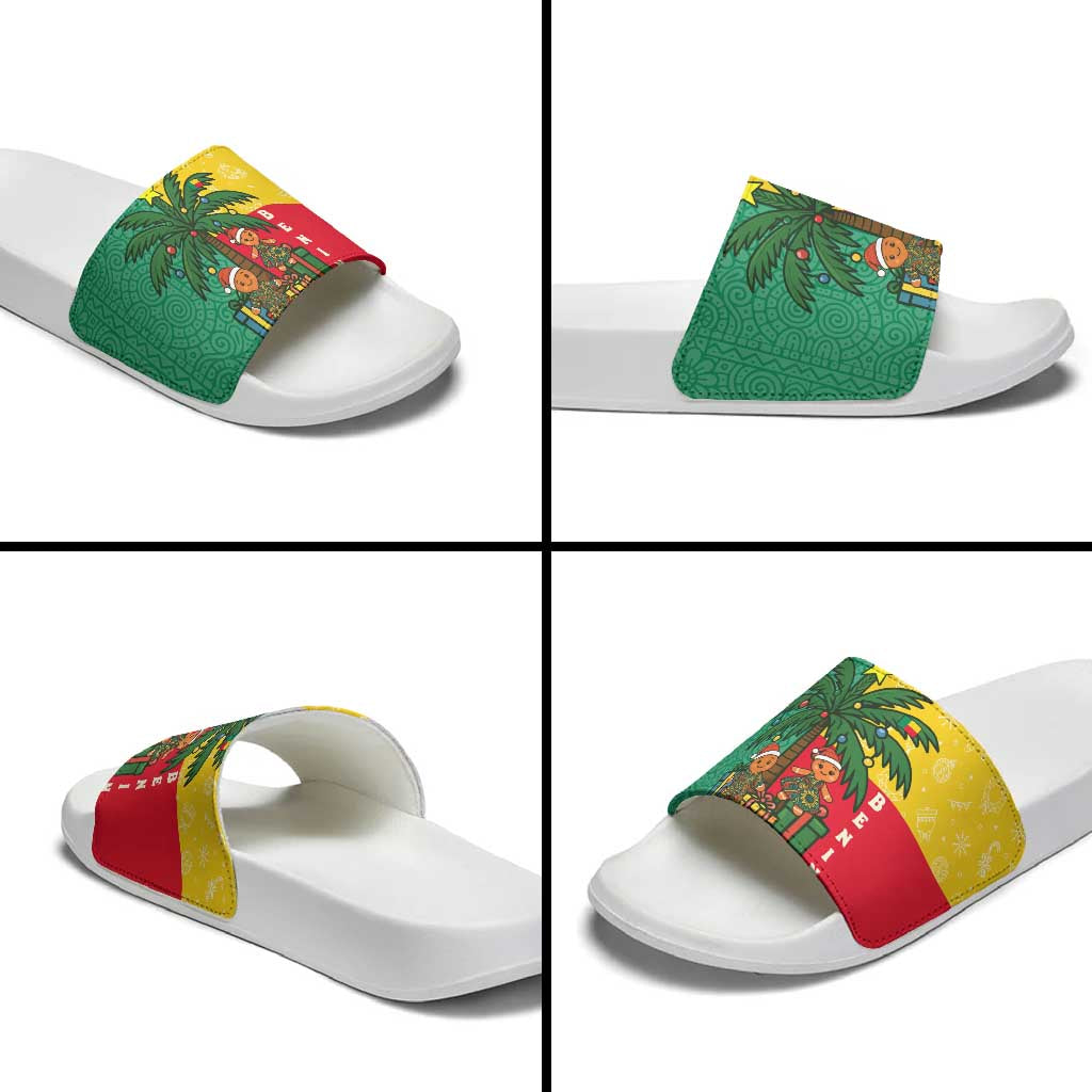 Benin Christmas Slide Sandals with Palm Tree Dolls and Red Yellow Green Festive - Wonder Print Shop