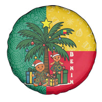 Benin Christmas Spare Tire Cover with Palm Tree Dolls and Red Yellow Green Festive - Wonder Print Shop