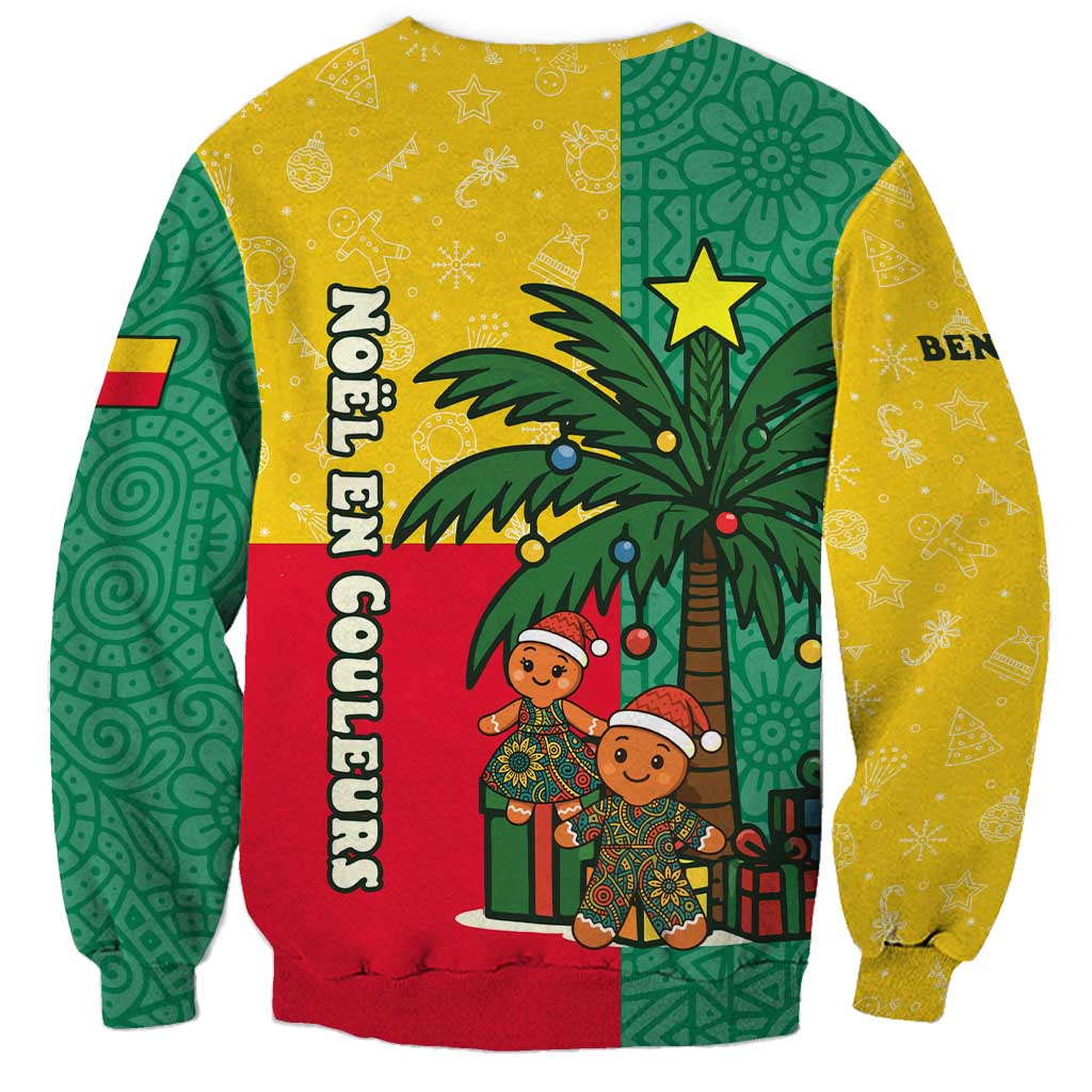 Benin Christmas Sweatshirt with Palm Tree Dolls and Red Yellow Green Festive - Wonder Print Shop