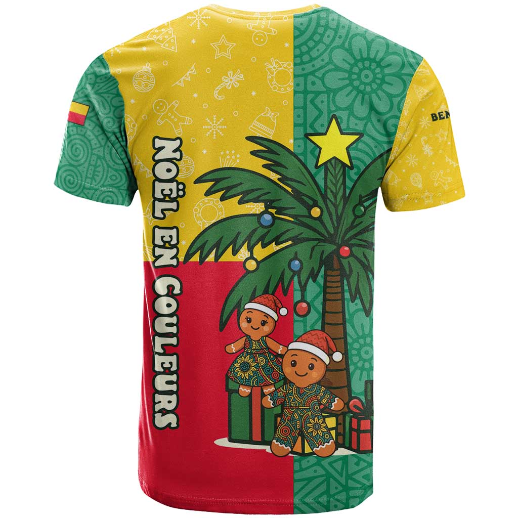 Benin Christmas T Shirt with Palm Tree Dolls and Red Yellow Green Festive - Wonder Print Shop