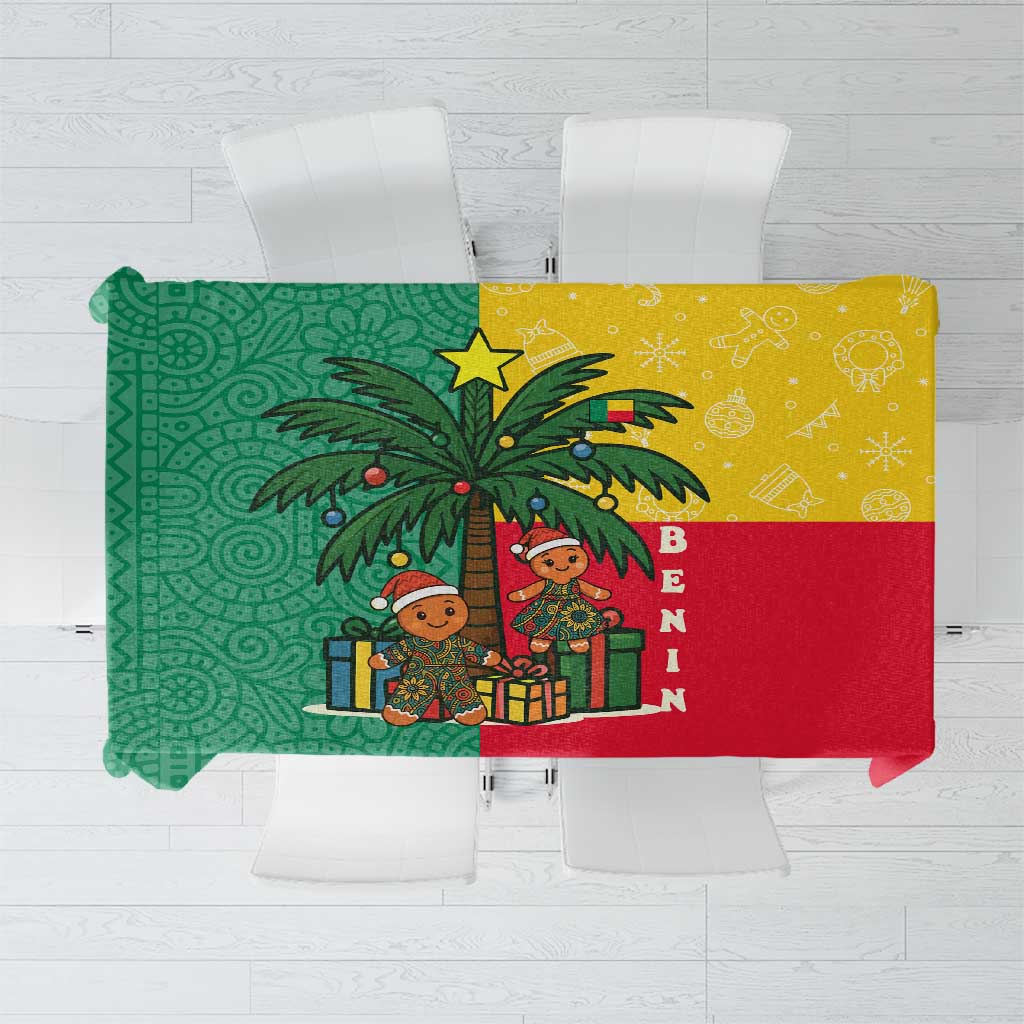 Benin Christmas Tablecloth with Palm Tree Dolls and Red Yellow Green Festive - Wonder Print Shop