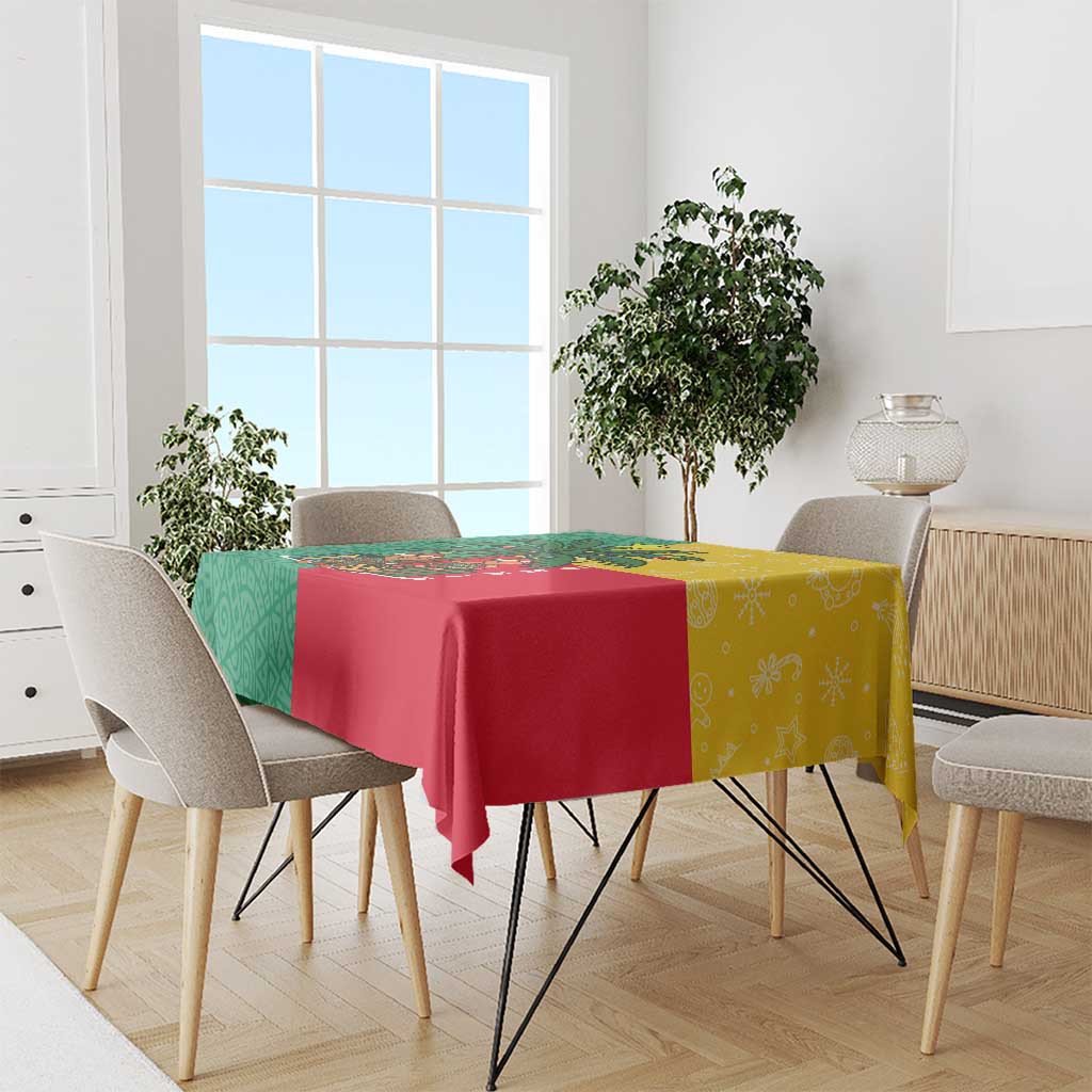 Benin Christmas Tablecloth with Palm Tree Dolls and Red Yellow Green Festive - Wonder Print Shop