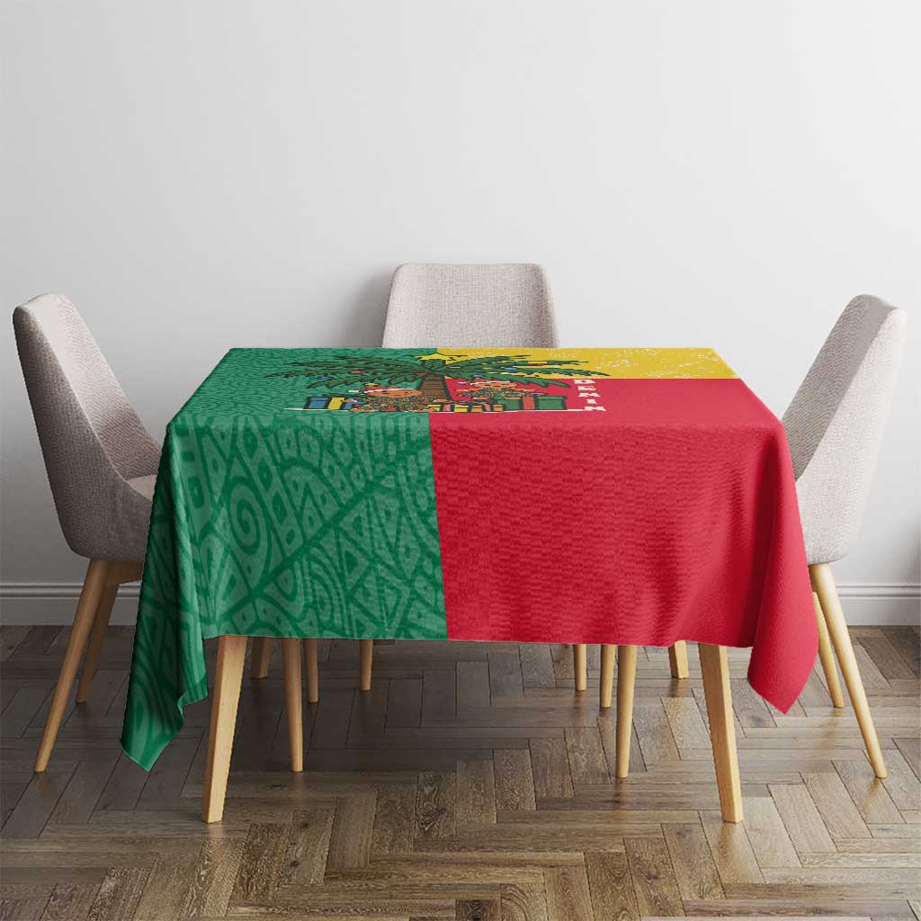 Benin Christmas Tablecloth with Palm Tree Dolls and Red Yellow Green Festive - Wonder Print Shop