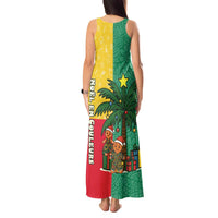 Benin Christmas Tank Maxi Dress with Palm Tree Dolls and Red Yellow Green Festive - Wonder Print Shop