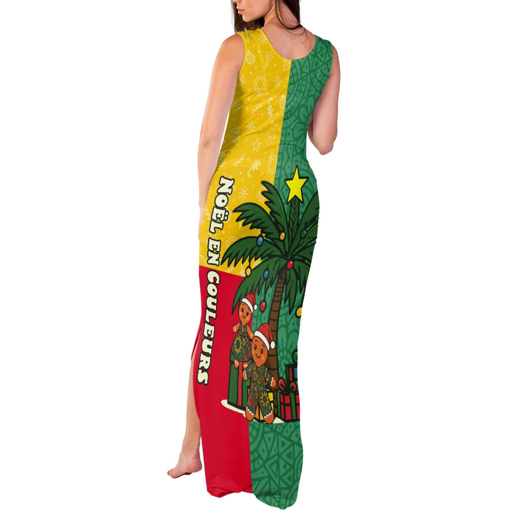 Benin Christmas Tank Maxi Dress with Palm Tree Dolls and Red Yellow Green Festive - Wonder Print Shop