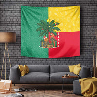 Benin Christmas Tapestry with Palm Tree Dolls and Red Yellow Green Festive - Wonder Print Shop