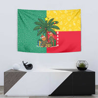 Benin Christmas Tapestry with Palm Tree Dolls and Red Yellow Green Festive - Wonder Print Shop