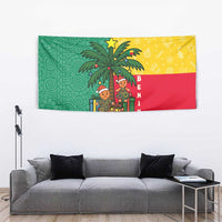 Benin Christmas Tapestry with Palm Tree Dolls and Red Yellow Green Festive - Wonder Print Shop