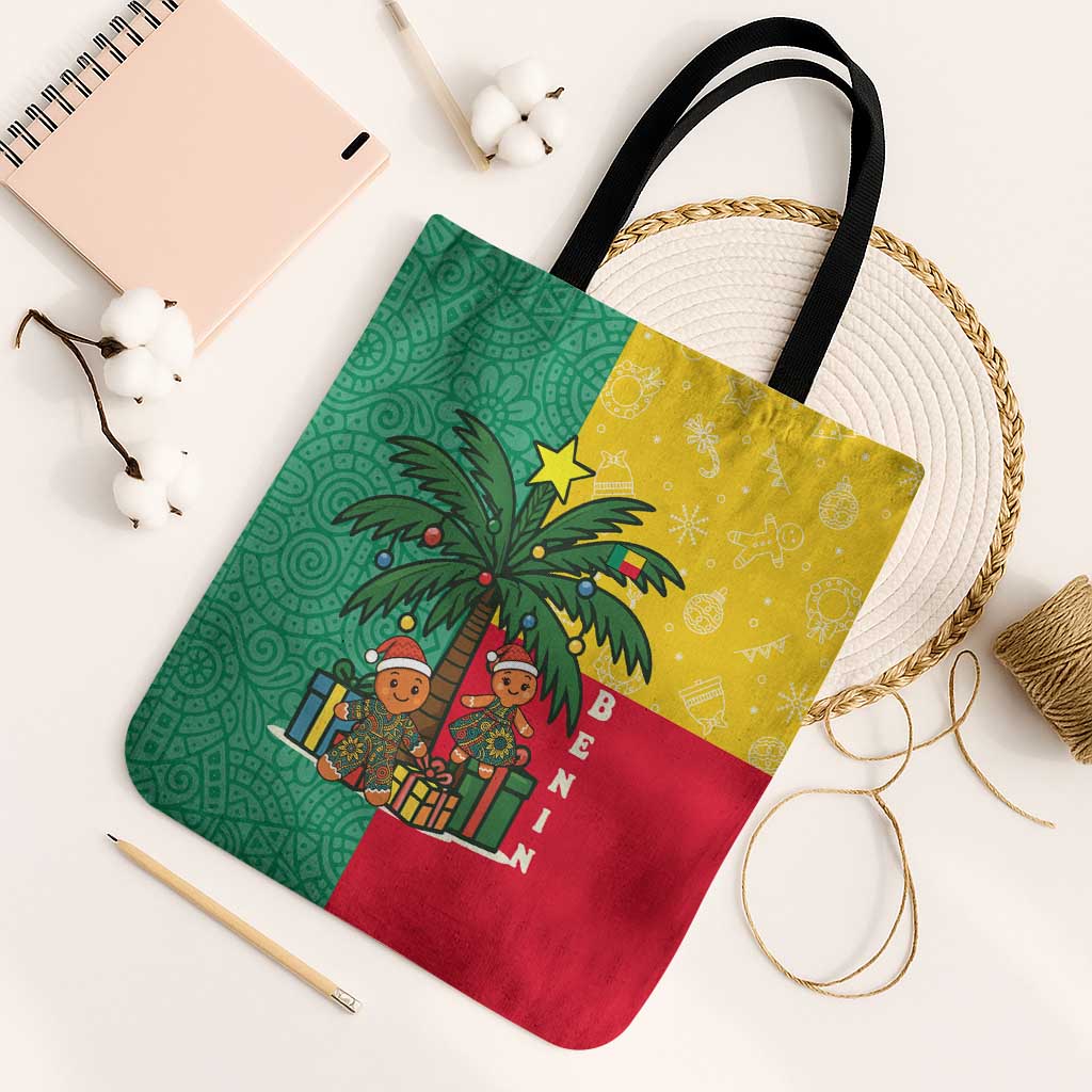 Benin Christmas Tote Bag with Palm Tree Dolls and Red Yellow Green Festive - Wonder Print Shop