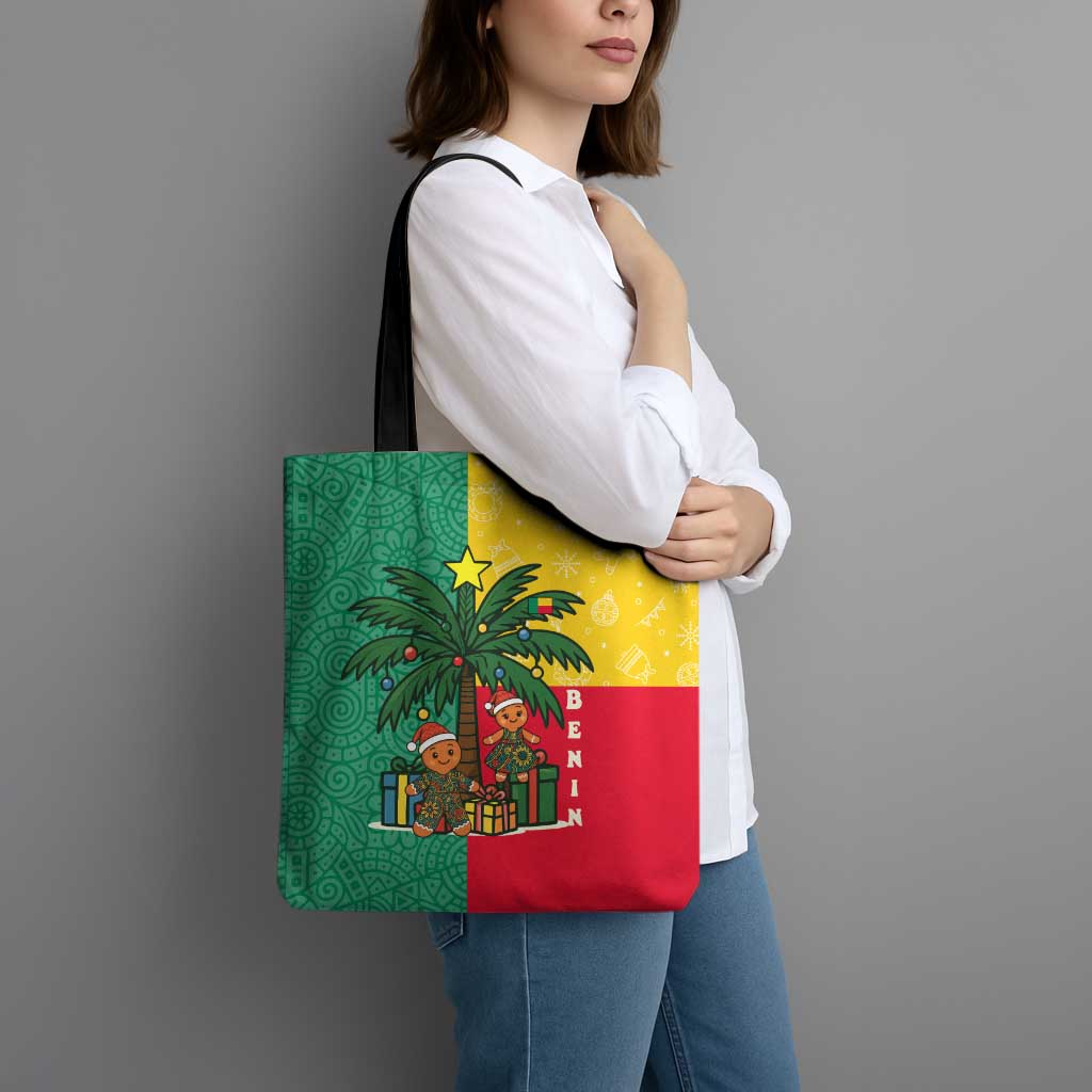 Benin Christmas Tote Bag with Palm Tree Dolls and Red Yellow Green Festive - Wonder Print Shop