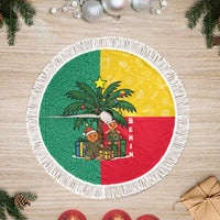 Benin Christmas Tree Skirt with Palm Tree Dolls and Red Yellow Green Festive - Wonder Print Shop