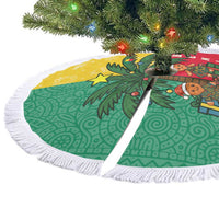 Benin Christmas Tree Skirt with Palm Tree Dolls and Red Yellow Green Festive - Wonder Print Shop