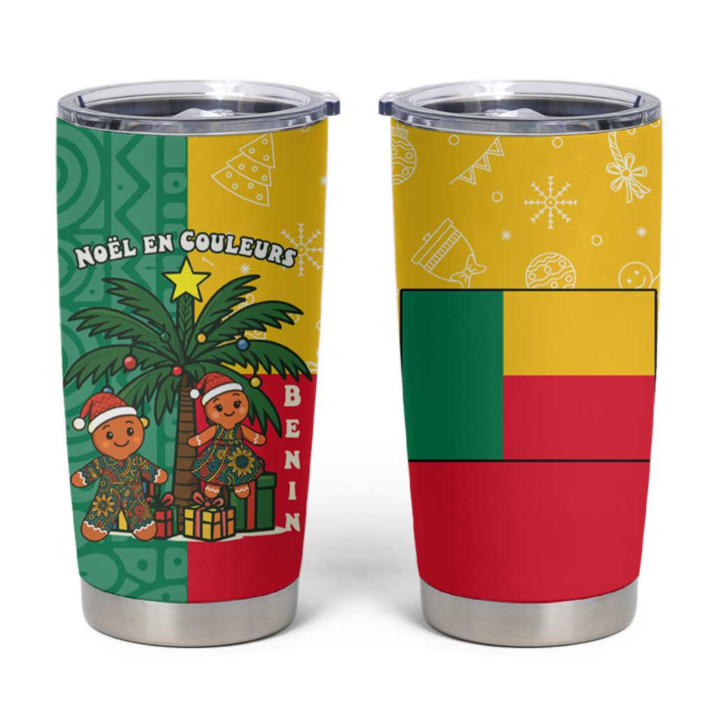 Benin Christmas Tumbler Cup with Palm Tree Dolls and Red Yellow Green Festive - Wonder Print Shop